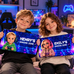 Custom Photo Gaming Zone Gifts For Gamers, Gaming Lovers, Kids - Personalized Desk Mat