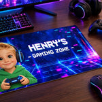 Custom Photo Gaming Zone Gifts For Gamers, Gaming Lovers, Kids - Personalized Desk Mat