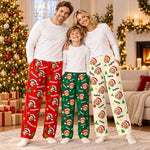 Custom Santa Hat Face And Name Family Christmas Gifts - Personalized Pajama Pants