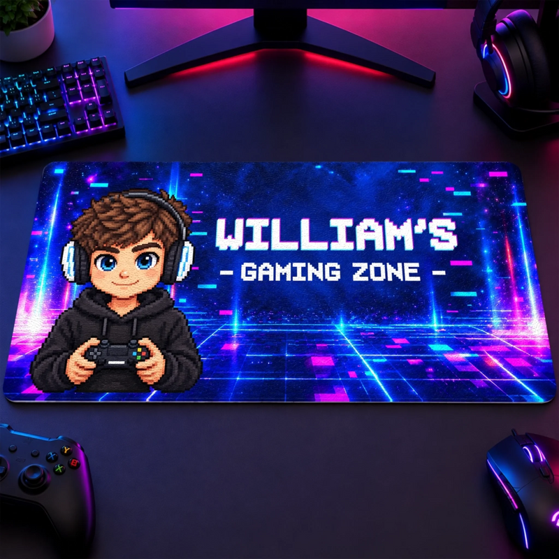 Custom Photo Gamer Setup Gifts For Gamer, Gaming Lovers, Kids - Personalized Desk Mat