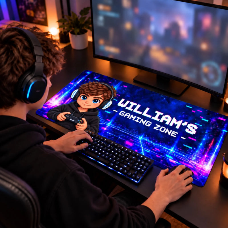 Custom Photo Gamer Setup Gifts For Gamer, Gaming Lovers, Kids - Personalized Desk Mat
