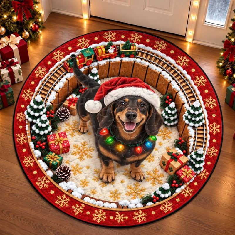 Custom Pet Photo Christmas Dog Decor Gifts For Dog And Cat Lovers, Pet Lovers - Personalized Quilted Round Mat