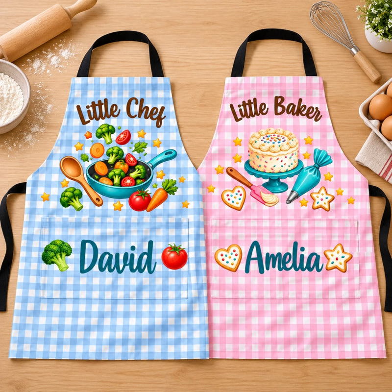 Custom Name Kids Cooking Gifts For Kids - Personalized Apron With Pocket