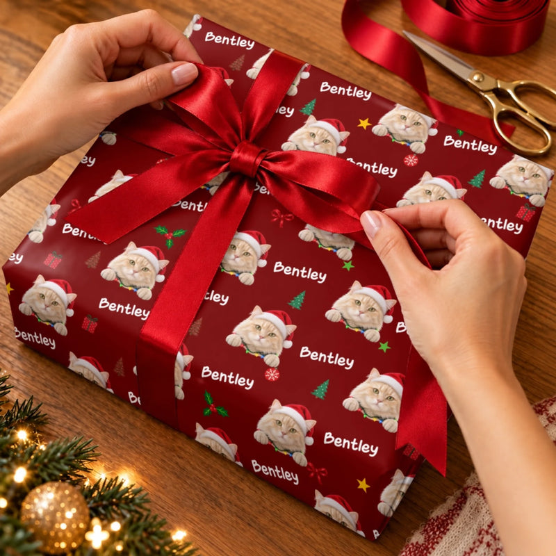 Custom Pet Photo Christmas Gifts for Pet Lovers - Personalized Wrapping Paper