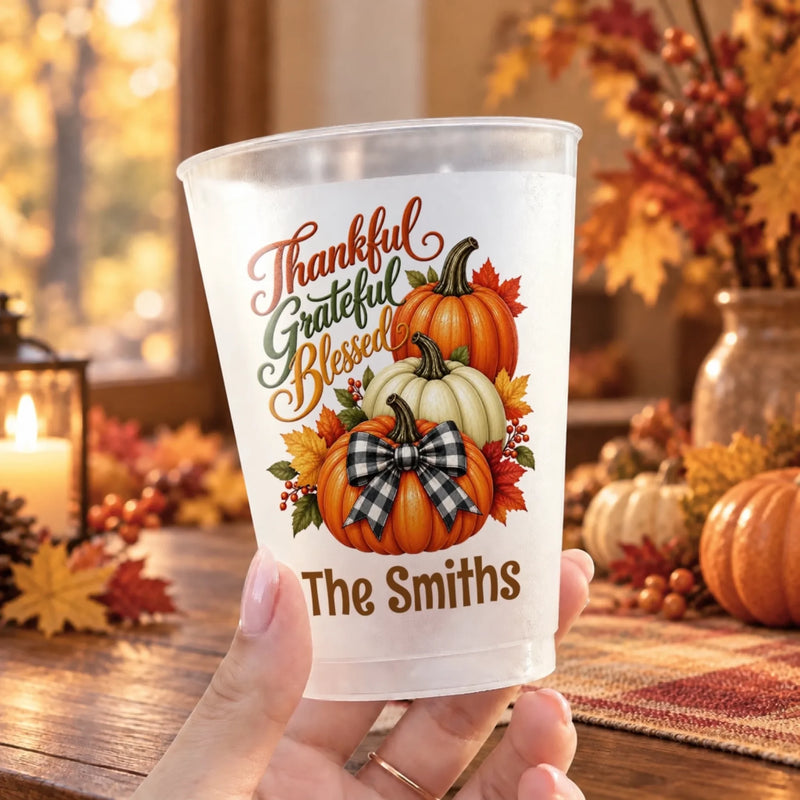 Custom Name Thanksgiving Family Gifts - Personalized Plastic Cups