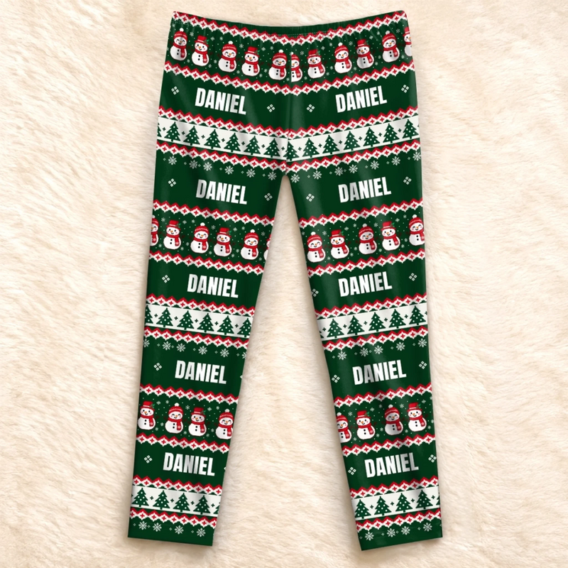 Custom Name Christmas Snowman Gifts For Families - Personalized Pajamas Pants