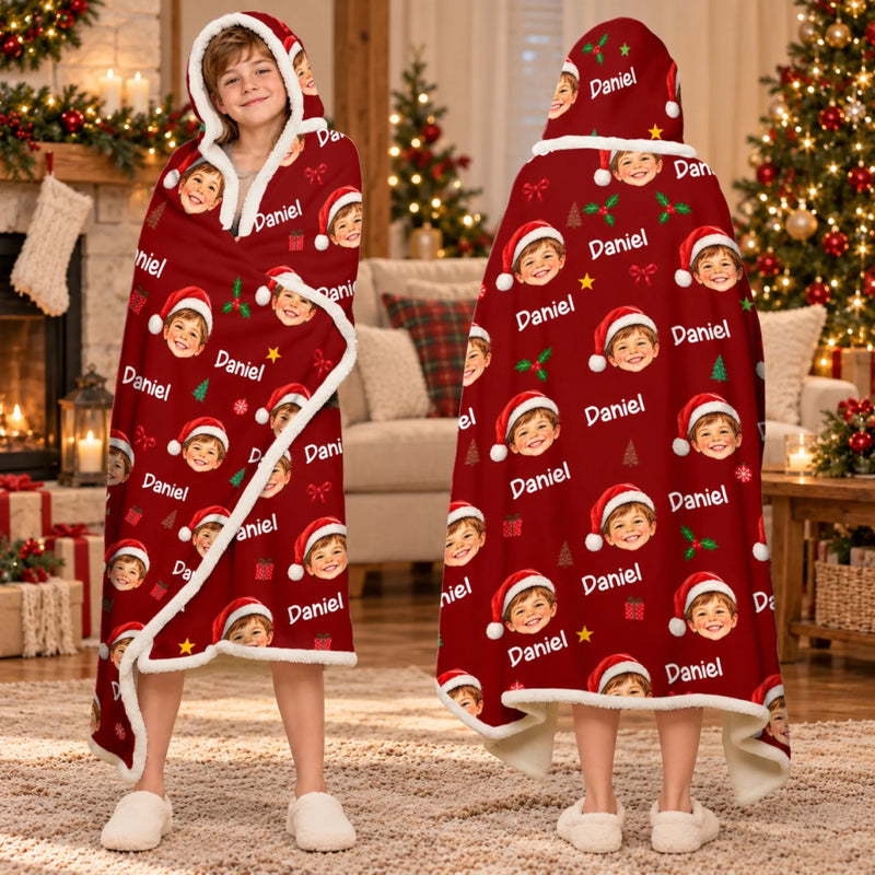 Custom Photo Name Christmas Gifts for Kids - Personalized Snuggle Blanket