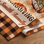 Custom Name Thanksgiving Turkey Family Decor - Personalized Table Runner