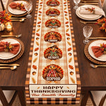 Custom Name Thanksgiving Turkey Family Decor - Personalized Table Runner