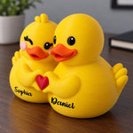 Custom Name Romantic Duck Couple Gifts - Personalized Couple Yellow Duck Figurine