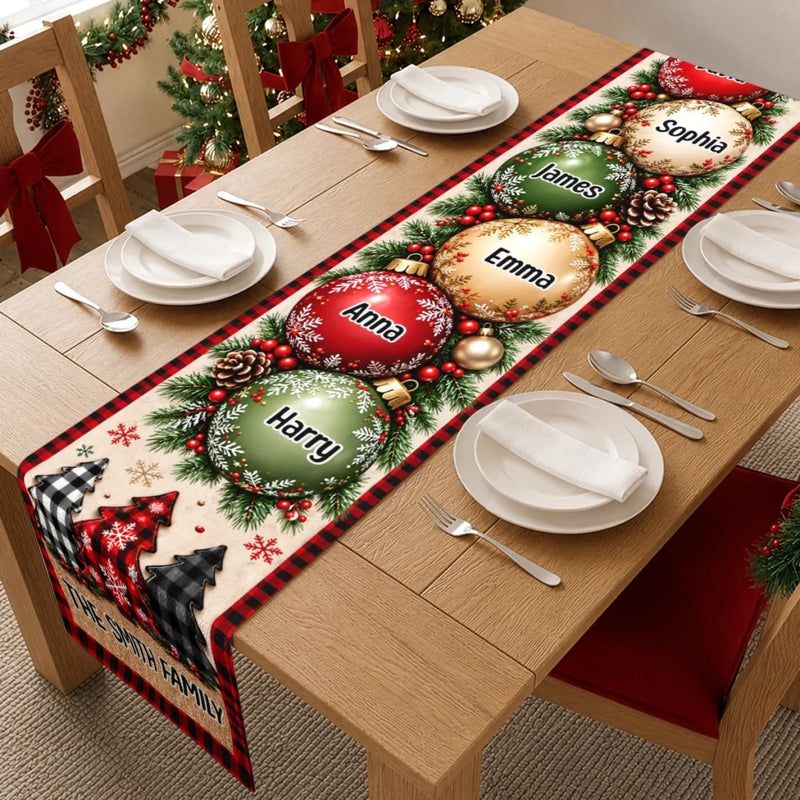 Custom Name Christmas Family Gathering Decor - Personalized Table Runner