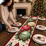 Custom Name Christmas Family Gathering Decor - Personalized Table Runner