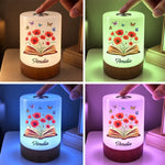 Custom Name Book Lover Floral Gifts For Book Lovers, Bookworms, Readers - Personalized Dimmable Touch Night Light