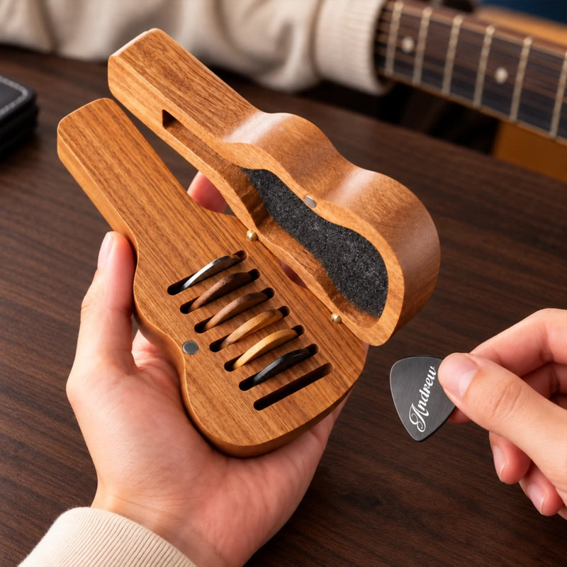 Custom Name Guitar Gifts for Musicians - Personalized Guitar Pick Holder Case copy