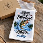 Custom Name Funny Fishing Legend Gifts for Men - Personalized Kitchen Towel