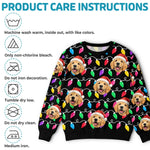 Custom Pet Photo Christmas Light Gifts For Dog And Cat Lovers - Personalized Ugly Sweatshirt