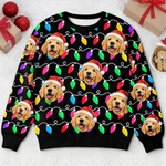 Custom Pet Photo Christmas Light Gifts For Dog And Cat Lovers - Personalized Ugly Sweatshirt