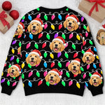Custom Pet Photo Christmas Light Gifts For Dog And Cat Lovers - Personalized Ugly Sweatshirt
