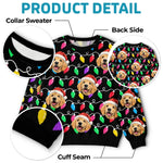 Custom Pet Photo Christmas Light Gifts For Dog And Cat Lovers - Personalized Ugly Sweatshirt
