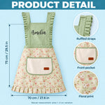 Custom Name Floral Gardening Gifts For Women - Personalized Flower Apron