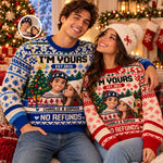 Custom Photo Funny Christmas Couple Gifts For Husband And Wife, Him And Her - Personalized Ugly Sweatshirt