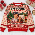 Custom Photo Funny Christmas Couple Gifts For Husband And Wife, Him And Her - Personalized Ugly Sweatshirt