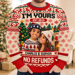 Custom Photo Funny Christmas Couple Gifts For Husband And Wife, Him And Her - Personalized Ugly Sweatshirt