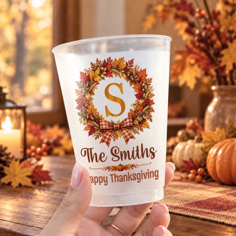 Custom Family Name Thanksgiving Gifts - Personalized Plastic Cups