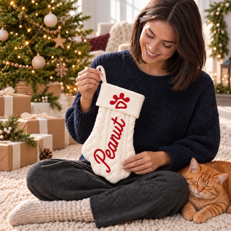 Custom Name Christmas Pet Gifts For Pet Lovers - Personalized Christmas Paw Stocking