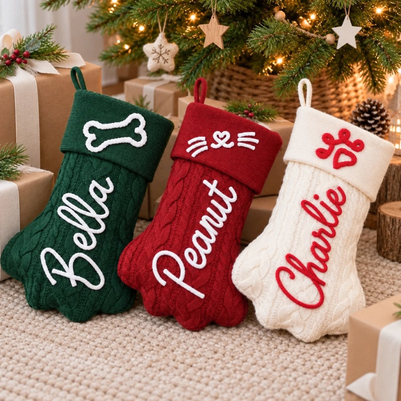 Custom Name Christmas Pet Gifts For Pet Lovers - Personalized Christmas Paw Stocking