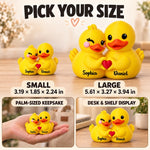 Custom Name Romantic Duck Couple Gifts - Personalized Couple Yellow Duck Figurine