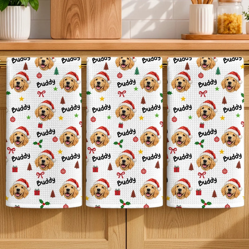 Custom Pet Photo Festive Gifts For Dog And Cat Lovers - Personalized Kitchen Towel