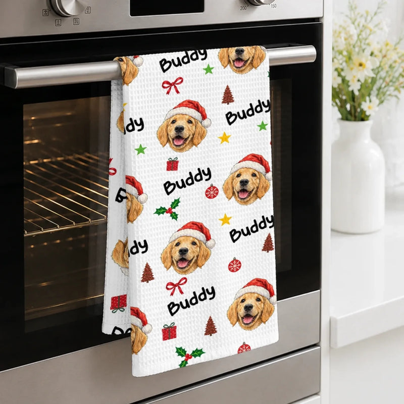 Custom Pet Photo Festive Gifts For Dog And Cat Lovers - Personalized Kitchen Towel