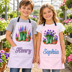Custom Name Gardening Gifts For Gardeners, Family, Kids - Personalized Apron With Pocket