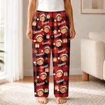 Custom Photo Santa Face Buffalo Plaid Family Christmas Gifts - Personalized Pajama Pants
