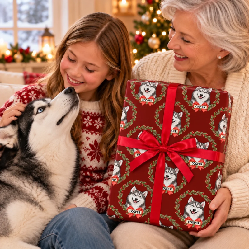 Custom Pet Photo Christmas Gifts For Dog And Cat Lovers - Personalized Wrapping Paper
