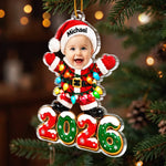 Custom Photo Name Baby Santa Christmas Gifts - Personalized Acrylic Ornament