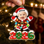 Custom Photo Name Baby Santa Christmas Gifts - Personalized Acrylic Ornament