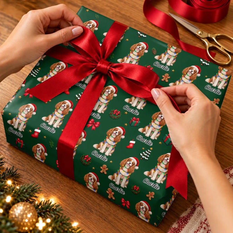Custom Pet Photo Christmas Gift Wrap For Dog And Cat Lovers - Personalized Wrapping Paper