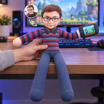 Custom Photo Gamer Gifts for Kids - Personalized Poseable Plush Doll