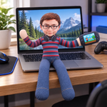 Custom Photo Gamer Gifts for Kids - Personalized Poseable Plush Doll