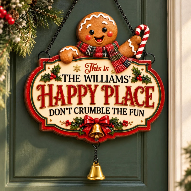 Custom Name Christmas Family Gifts - Personalized Wood Sign With Jingle Bell