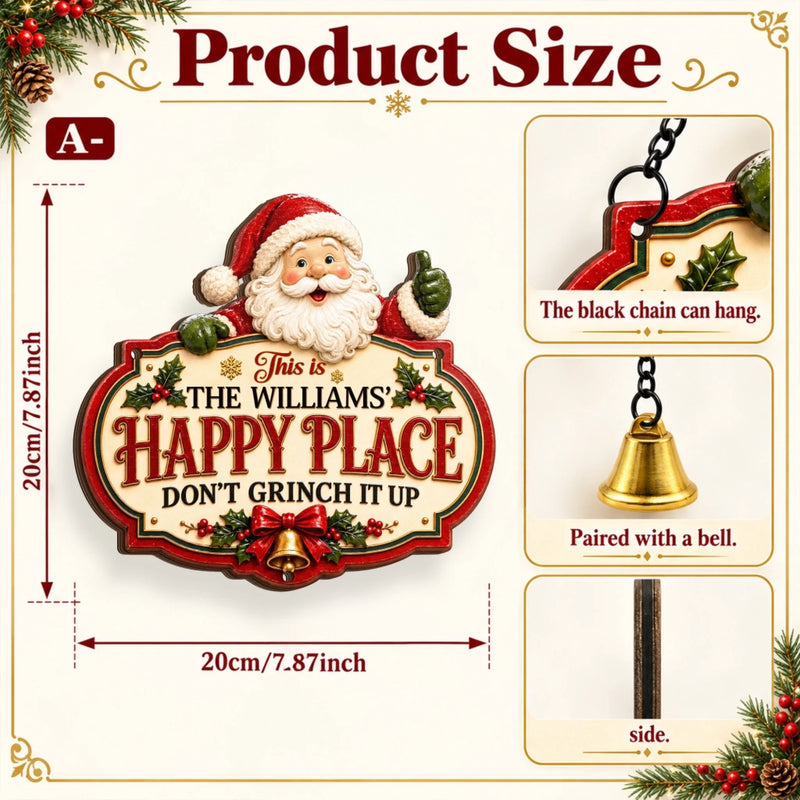 Custom Name Christmas Family Gifts - Personalized Wood Sign With Jingle Bell