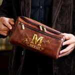 Custom Name Monogram Gifts For Men - Personalized Leather Toiletry Bag