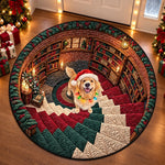 Custom Photo Dog Christmas Reading Nook Gifts For Pet Lovers - Personalized Quilted Round Mat