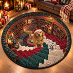 Custom Photo Dog Christmas Reading Nook Gifts For Pet Lovers - Personalized Quilted Round Mat