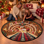 Custom Pet Photo Christmas Bookshelf Gifts For Pet Lovers - Personalized Quilted Round Mat