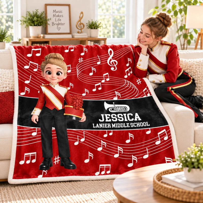 Custom Name Marching Band Gifts For Kids - Personalized Blanket