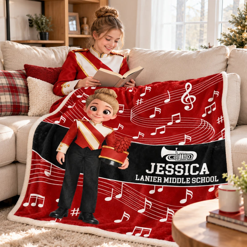 Custom Name Marching Band Gifts For Kids - Personalized Blanket