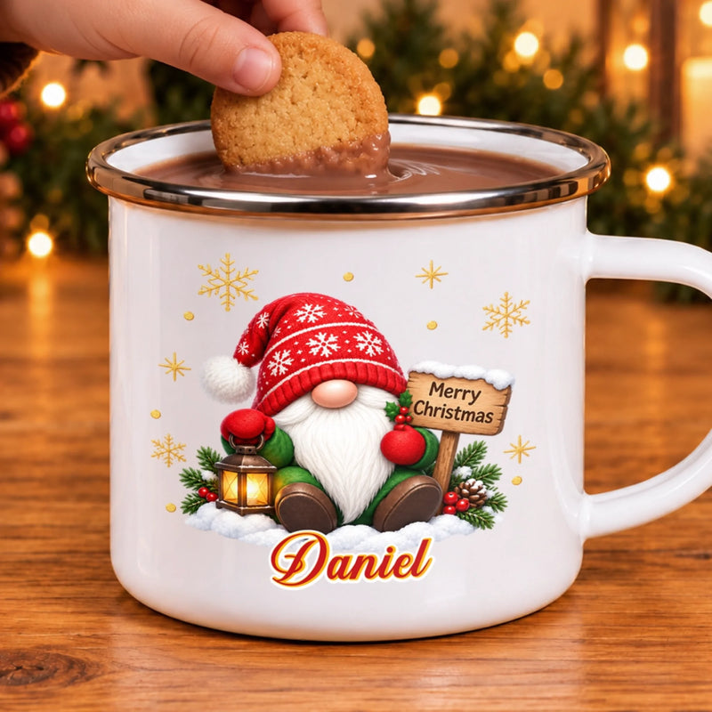 Custom Name Christmas Character Gifts for Family - Personalized Orange Enamel Mug